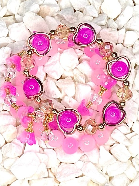 Jewelry - Pink Heart Charm Women's Bracelet - Fashion Jewelry